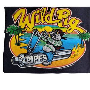 Wild Pig Pipes Graphic Tee Shirt Black Size LGG 42-44 (Harley Davidson Exhaust)
